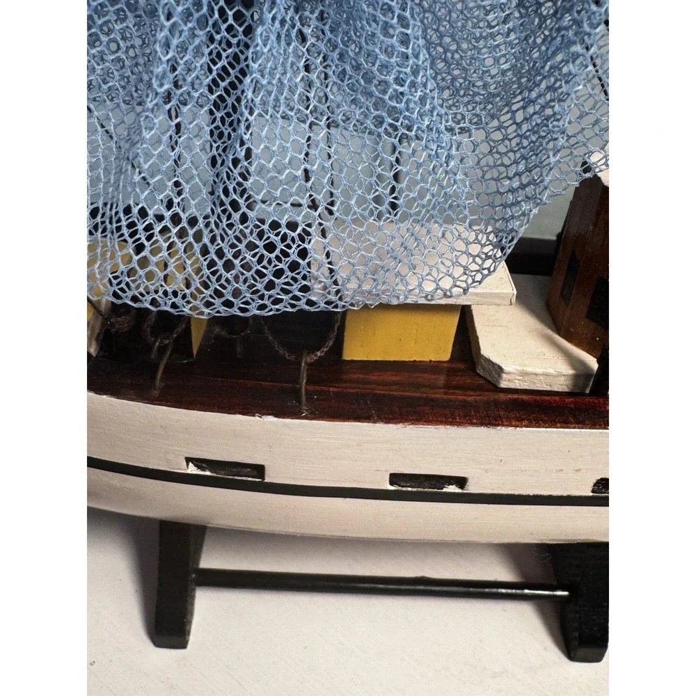 Shrimp Boat Model Fishing Trawler Complete Built Wooden Hull Painted with Stand